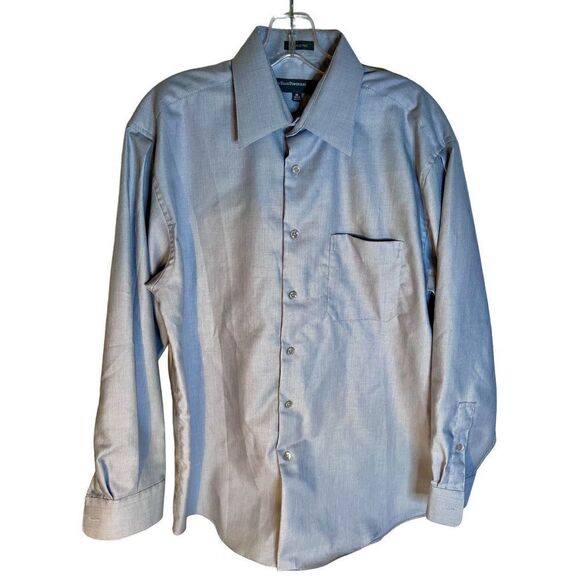 Perry Ellis Portfolio Men's Sz M 15.5 32/33 Gray Long Sleeve Button Down Shirt - Picture 1 of 5
